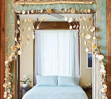 Shell Curtain, Seashell Garland, Shell Garland, Beach Room Decor, Beach Room, Sea Shell Decor, Diy Curtains, Curtains Living Room, Dream Room