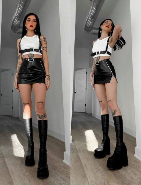 Rock Festival Outfit, Black Rave Outfits, Rave Outfits Women, Harness Outfit, Concert Outfit Rock, Techno Outfit, Festival Outfits Rave, Fest Outfits, Outfits Rave