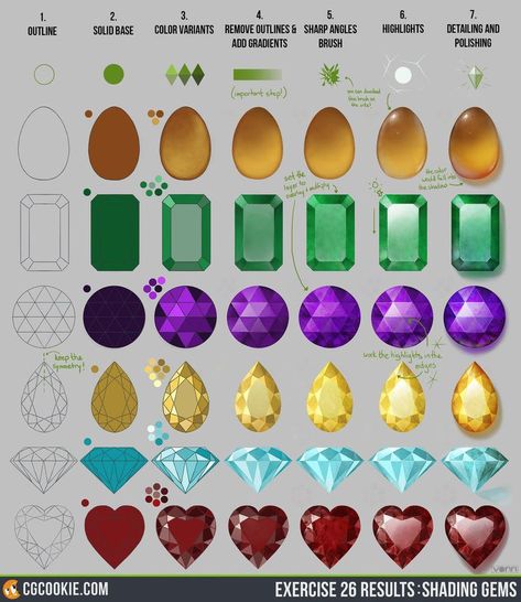 Jewel Drawing, Gem Drawing, Crystal Drawing, Jewellery Design Sketches, Jewelry Illustration, Jewelry Design Drawing, Cool Pencil Drawings, Jewelry Drawing, Digital Painting Tutorials