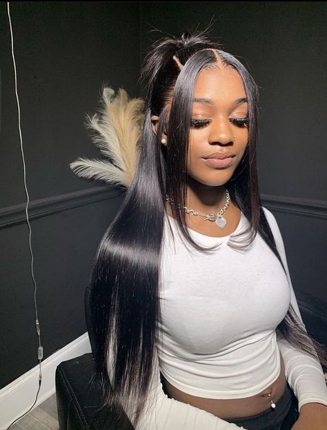 pretty & unique buss down wigs. Straight Hairstyles Wigs For Black Women, 26 Inch Wig Hairstyles, Cute Wave Hairstyles, Long Straight Hair Styles For Black Women Lace Front Wigs, Shoulder Length Wig Hairstyles, Straight Wig Hairstyles Ideas, Straight Lace Hairstyles, Frontal Wig Hairstyles Straight, Cute Wig Styles