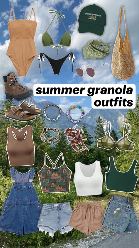 #outfitinspo #granolagirl #granola #summer Granola Style Outfits, Summer Granola Outfit, Granola Outfits Summer, Granola Summer Outfits, Granola Girl Summer Outfits, Summer Granola, Granola Summer, Summer Shuffles, Granola Girl Style