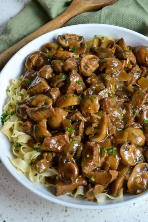 Homemade Beef And Noodles, Recipe With Onions, Beef And Noodles Recipe, Creamy Mashed Cauliflower, Soup Beef, Small Town Woman, Canned Soup, Weekly Meals, Beef Tips