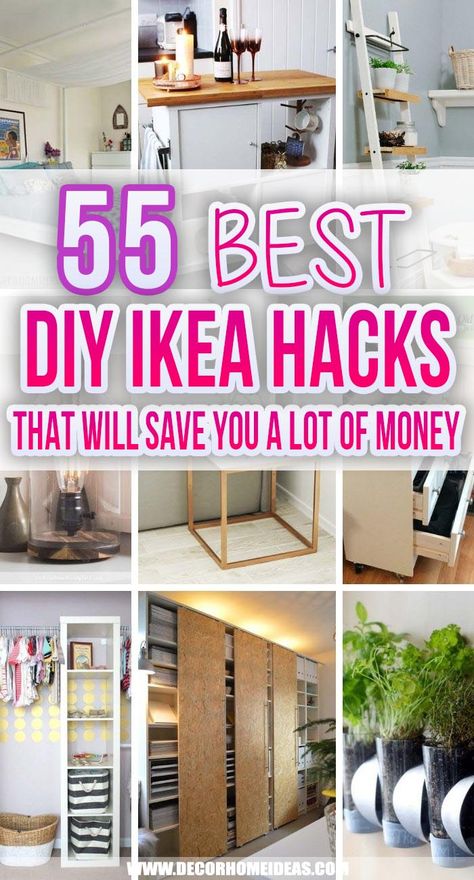 Best Diy Ikea Furniture Hacks Best Diy Ikea, Ikea Decor Hacks, Ikea Hack Living Room, Ikea Hacks Ideas, Ikea Organization Hacks, Best Ikea Hacks, Ikea Desk Hack, Ikea Crafts, Ikea Kallax Hack