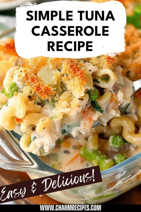 Satisfy your cravings with this simple tuna casserole recipe that delivers comfort in every bite. This easy-to-make dish features canned tuna, noodles, a creamy sauce, and a blend of your favorite toppings. Perfect for weeknight meals or gatherings, the flavorful casserole is ready in no time and is sure to be a hit with the whole family. Whether you're looking to impress guests or whip up a quick dinner, this hearty tuna casserole recipe is your go-to option for deliciousness and ease. Keto Tuna Noodle Casserole, Tuna Noodle Casserole Easy For Two, Tuna Casserole Recipes Healthy, Tuna Noodle Casserole With Elbow Noodles, Recipe For Tuna Noodle Casserole, Tuna Casserole For Two, Easy Tuna Casserole Simple, Dinner Ideas With Tuna, Tuna And Noodle Casserole