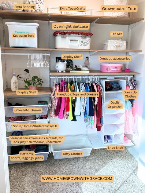 IKEA BOAXEL CLOSET FOR A GIRL - Homegrown with Grace Ikea Jonaxel Closet, Jonaxel Ikea Closet, Ikea Closet Boaxel, Boaxel Ikea Ideas Closet, Ikea Boaxel Closet Ideas, Kids Small Closet Organization Ideas, Boaxel Closet System, Boaxel Ikea Ideas, Renovate Apartment