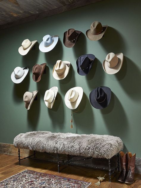 Modern Cowboy Aesthetic, Western Chic Decor, Western Interior Design, Vegas House, Western Interior, Hat Bar, Ranch House Decor, Western Rooms, Modern Cowboy