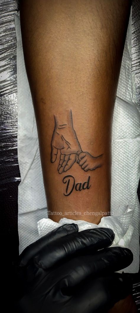 Tattoos For Your Father, Father Related Tattoo, Tattoos For Your Son Dads, Father Daughter Hand Tattoos, Tattoo Ideas For Dads With Sons, Tattoo Ideas For Father And Son, Fathers And Daughters Tattoo, Never Fold Never Back Down Tattoo, Small Tattoo Ideas For Parents