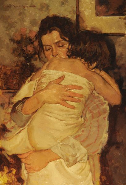 Joseph Lorusso, After the Bath, oil, 21 x 16. Joseph Lorusso, Master Oil Painting, Era Victoria, 얼굴 그리기, Mother Art, 수채화 그림, Tableau Art, Arte Inspo, Arte Sketchbook