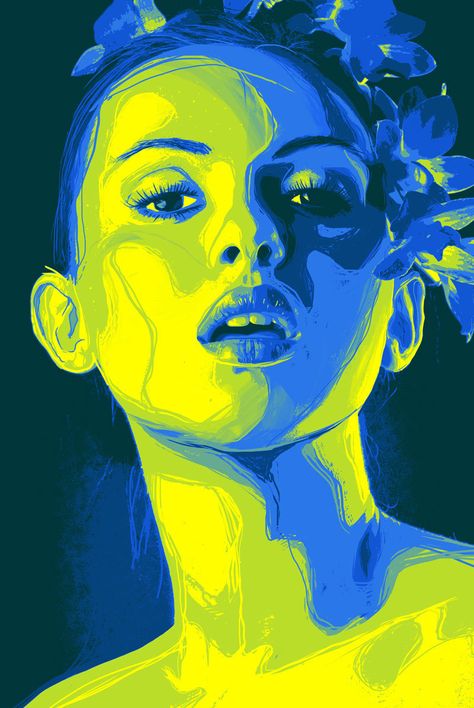 Woman Portrait Colour Palette, Abstract Color Portrait, Analogous Drawing, Colour Theory Art, Analogous Painting, Coloured Portraits, Colourful Portraits, Portrait Palette, Colour Portrait