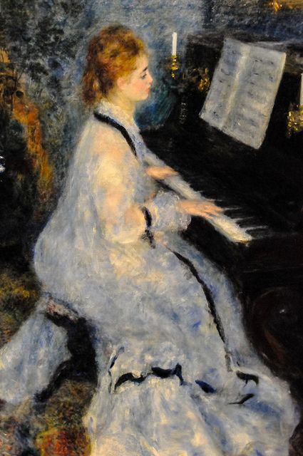 Pierre Auguste Renoir - Woman at the Piano, 1876 at Art Institute of Chicago IL | Flickr - Photo Sharing! August Renoir, Renoir Art, Renoir Paintings, Piano Art, Auguste Renoir, Pierre Auguste, Paul Cezanne, Impressionism Art, Pierre Auguste Renoir