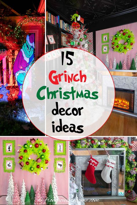 Grinch Recipes, Grinch Stealing Lights, Grinch Christmas Decor, Whoville Christmas Decorations, Diy Grinch, Grinch Decor, Grinch Crafts, Grinch Wreath, Grinch Trees