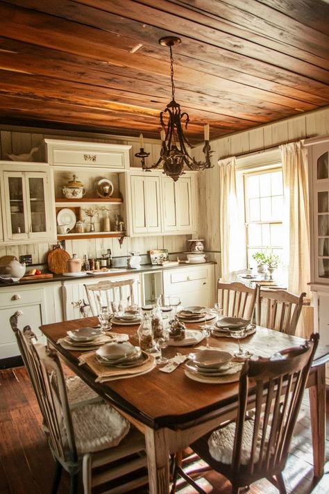 15 Old Farmhouse Kitchen Ideas with Timeless Appeal! - My Decor Inspo Old Farm Style House Interior, Modern Country Kitchen Decor, Old Vintage House Interior, 1800s Farmhouse Kitchen, Vintage Farm Kitchen, Old Farmhouse Kitchen Rustic, Old School Farmhouse, Old Farmhouse Dining Room, 1940 Farmhouse