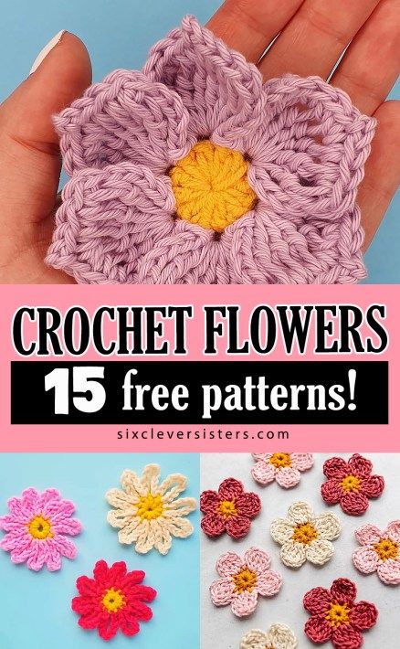 Crochet A Flower, Crochet Small Flower, Knitted Flower Pattern, Crochet Flower Hat, Diy Crochet Flowers, Flower Coaster, Crochet Flowers Easy, Crochet Flowers Free Pattern, Crochet For Beginners Blanket