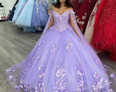 Quincera dresses | Etsy Quinceanera Dresses Lilac, Puffy Quinceanera Dresses, Quinceanera Dresses With Cape, Lilac Quinceanera Dresses, Lavender Quinceanera Dresses, Purple Ball Gown, Ball Gown Quinceanera Dresses, Quincenera Dresses, Pink Quinceanera