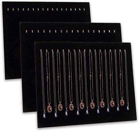 Foraineam 3 Pack Black Velvet Jewelry Display with 17 Hooks Necklace Tray Organizer Pad Bracelets Pendants Chains Showcase Stands : Amazon.ca: Clothing, Shoes & Accessories Velvet Jewelry Display, Displaying Jewelry, Necklace Jewelry Display, Velvet Background, Jewelry Organizer Stand, Jewelry Display Organizer, Jewelry Tray Organizer, Bracelet Organizer, Velvet Necklace