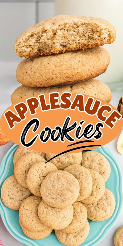 Dessert Made With Applesauce, Applesauce Snickerdoodle Cookies, Easy Applesauce Cookies, Recipes With Apple Sauce Baking, Apple Sauce Baking Recipes, Gluten Free Applesauce Cookies, What To Do With Applesauce, Desserts Using Applesauce, Uses For Applesauce