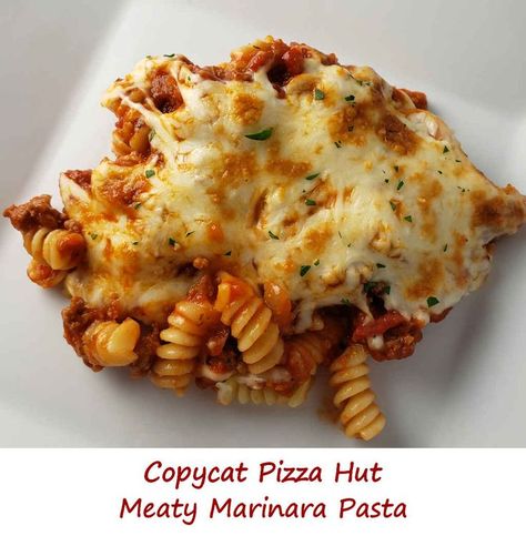 Pizza Hut Pasta Recipe, Pizza Hut Pasta, Cavatini Recipe, Copycat Pizza Hut, Marinara Pasta, Pasta Marinara, Marinara Recipe, Potato Pasta, Beef Casserole Recipes