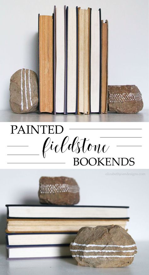 This would be so cute for a boy's room! Painted Fieldstone Bookends - a great 5 minute craft to repurpose fieldstone rocks.  Learn how to make fun DIY Project for your Bookshelf Do It Yourself Decoration, Diy Bookends, Outdoor Paint, Diy Coasters, Cute Home Decor, Handmade Books, Décor Diy, Cool Diy Projects, Fun Diy