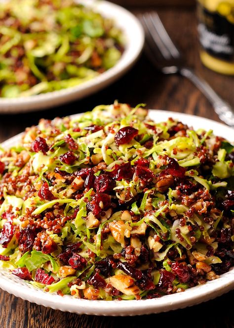 Shaved Brussel Sprout Salad, Warm Salad Recipes, Brussels Sprout Salad, Mustard Vinaigrette, Sprout Salad, Honey Mustard Vinaigrette, Shredded Brussel Sprouts, Arroz Frito, Vegetarian Lifestyle