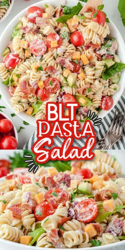 Pasta Salad With Homemade Dressing, Easy Blt Pasta Salad, Salad With Homemade Dressing, Bacon Pasta Salad, Blt Pasta Salad, Summer Pasta Salad Recipes, Blt Pasta, Blt Salad, Cold Pasta Salad Recipes