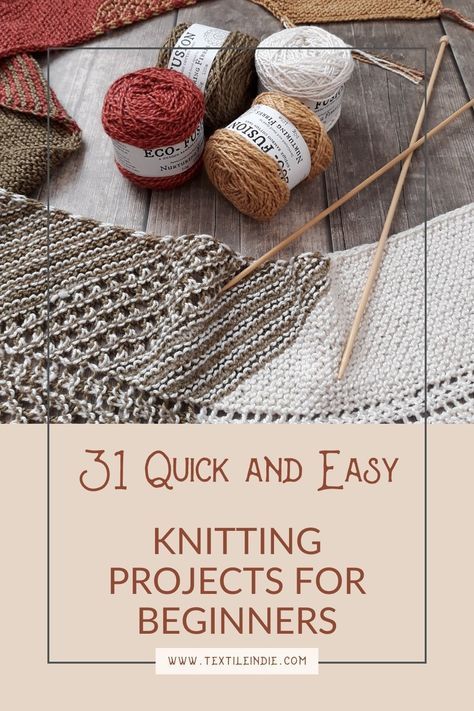 Check out these 31 quick and easy knitting projects. Free knitting projects suitable for beginners. 1skein Knitting Projects, Things To Knit Easy, Easy Knitting Projects For Beginners, Beginning Knitting Projects, Free Knitting Projects, Knitting Projects For Beginners, Knitting Patterns For Beginners, Quick Knitting Projects, Knitting Projects Free