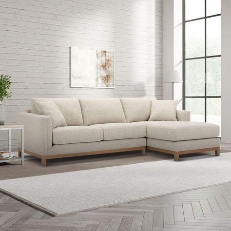 Member's Mark Sophia Modern Sofa with Light Honey Base, Tan -  #Base #Honey #Light #Mark #Members #Modern #Sofa #Sophia #Tan Light Tan Sectional Living Room, Comfortable Living Room Sofa, L Couch With Accent Chairs, Couch Set Up For Small Living Room, Caramel Colored Couch Living Room, Loft Couch Ideas, Mid Century Modern Organic Living Room, Low Back Sofa Living Rooms, Furniture Ideas For Small Living Room