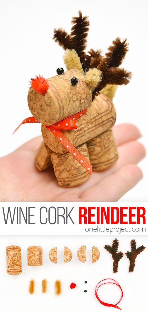 Wine Cork Reindeer, Cork Reindeer, Reindeer Craft, Christmas Crafts For Adults, Christmas Arts And Crafts, Handmade Christmas Crafts, Christmas Crafts To Make, Winter Crafts For Kids, Wine Corks