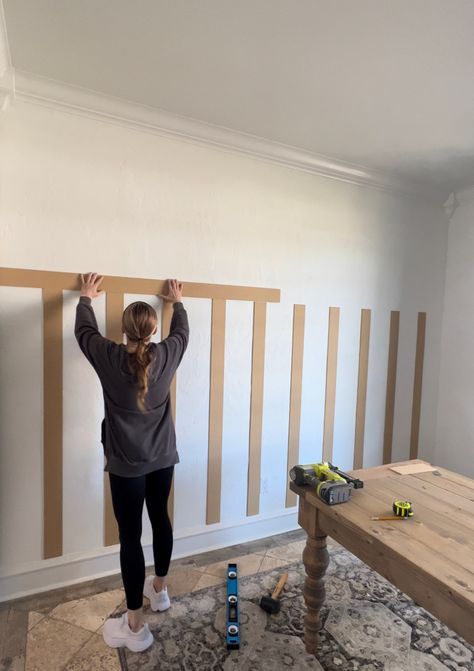 Diy Board And Batten, Hallway Makeover, Shanty 2 Chic, Board And Batten Wall, Home Inspo, Furniture Renovation, Free Plans, Board And Batten, Dining Room Walls