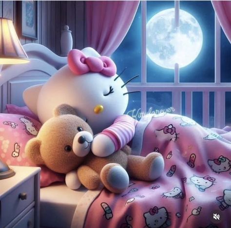 Hug Cartoon, Good Night Cat, Hello Kitty Imagenes, Walpaper Hello Kitty, Hello Kitty Images, Hello Kitty Aesthetic, Miss Kitty, Hello Kitty Backgrounds, Hello Kitty Birthday