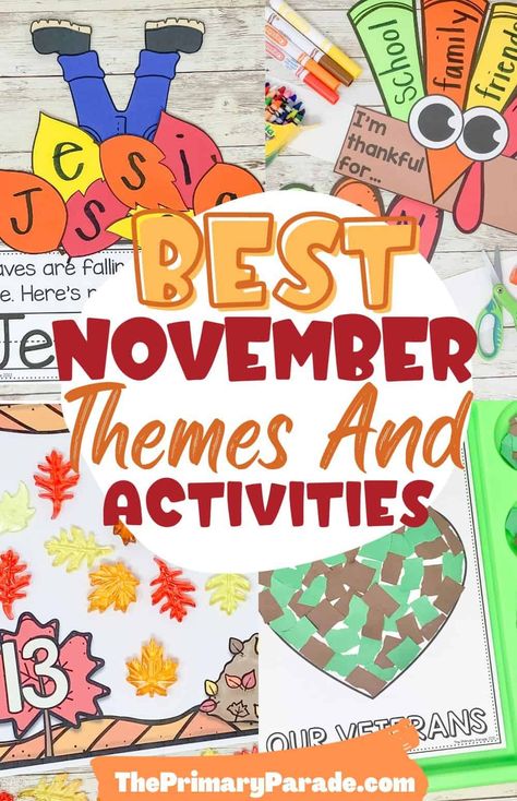 Nov Preschool Themes, November Preschool Themes Lesson Plans, Family Themed Activities For Preschool, November Themes For Preschool, November Activities For Kids, Veterans Day Crafts For Kids, November Crafts Preschool, November Crafts For Kids, November Preschool Themes