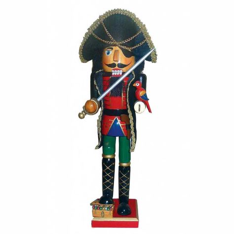 Pirate Nutcracker With Rapier Sword | Nautical Theme Decorations & Supplies Nut Crackers, Zombie Vampire, Halloween Phrases, Penguins And Polar Bears, Pirate Captain, Pirate Hat, Santa's Workshop, Pirate Hats, Wild Adventures