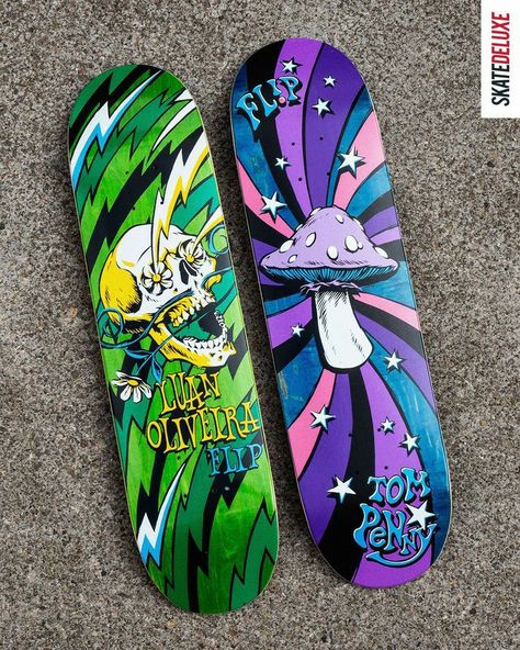 Cute Skateboards Designs, Cool Skateboards Designs, Skate Board Designs, Skateboard Decks Design, Skate Painting, Skateboard Painting, Skate Bord, Flip Skateboards, Skateboard Ideas