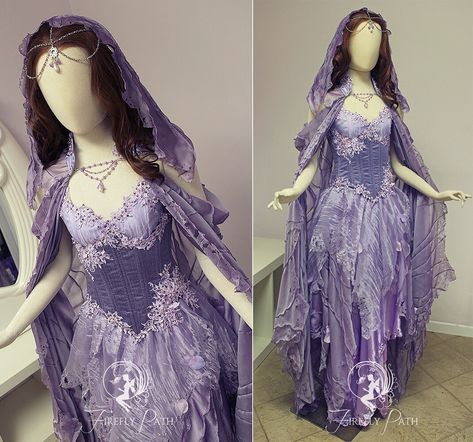 Lavender Fairy, Gown Cape, Firefly Path, Fairy Gown, Fire Fly, Lavender Gown, Organza Gown, Fantasy Outfits, Organza Gowns