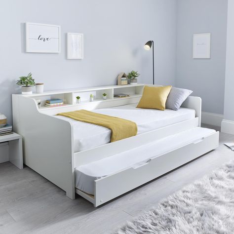 Day Bed With Trundle, Daybed Room, Bed With Shelves, Bookshelf Bed, Trundle Mattress, Ottoman Storage Bed, Wood Daybed, Bed With Trundle, Bed Shelves