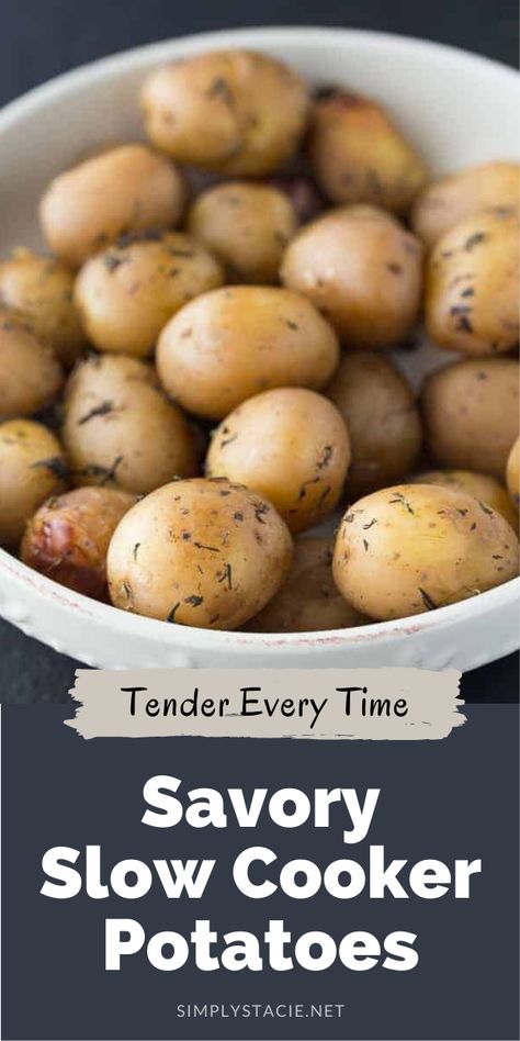 Red Potatoes In Crockpot, Crockpot Side Dishes, Potatoe Recipes, Small Potatoes, Slow Cooker Potatoes, Salted Potatoes, Simply Stacie, Paleo Slow Cooker, Crock Pot Potatoes