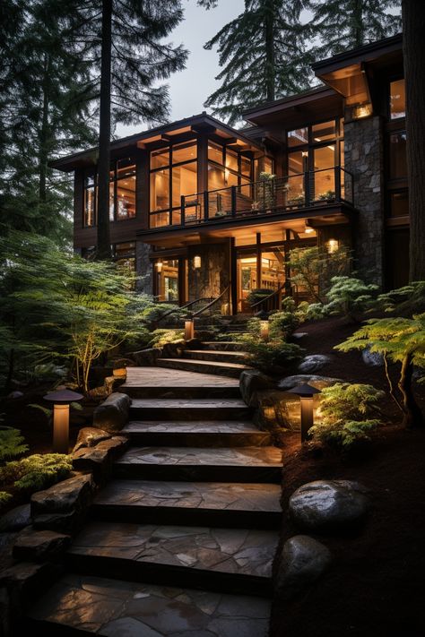 Touring 70+ Strikingly Beautiful Forest Homes That Bring the Outdoors In - Days Inspired Forest Homes, California Architecture, Forest Cabin, Modern Mountain Home, Kitchen Home Decor, Style Cottage, Modern Mountain, Beautiful Forest, Home Decorating Ideas