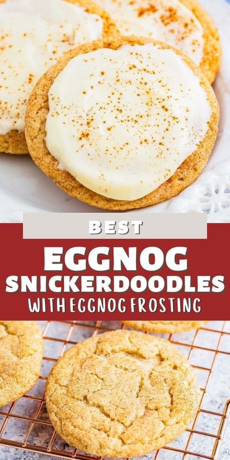 Recipe With Eggnog, Eggnog Snickerdoodles, Eggnog Frosting, Easy Snickerdoodle Recipe, Soft Batch, Snickerdoodle Cookies Easy, Eggnog Cookies, Crazy For Crust, Christmas Cookie Recipe