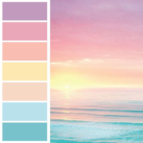 Pink Sea Blue Pastel Color Schemes, Palette Design, Color Schemes Colour Palettes, Pastel Colour Palette, Beach Color, Color Palette Design, Colour Board, Colour Palettes, Colour Schemes