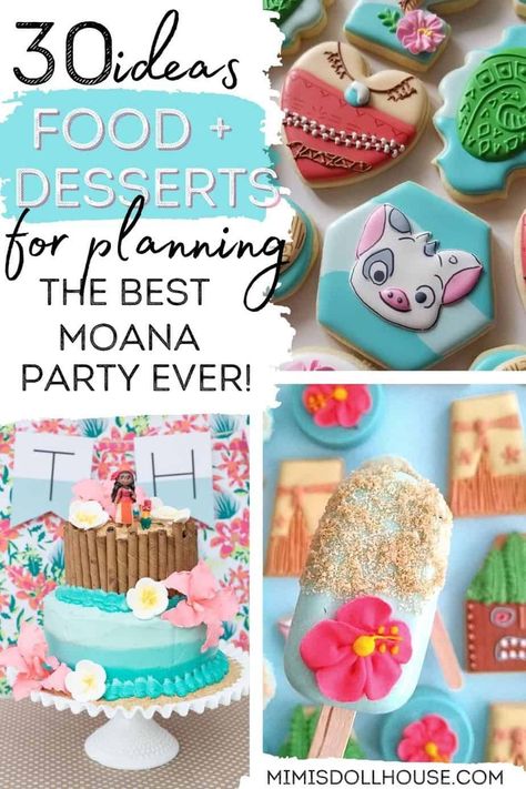 Ideas for Moana themed party food If you are planning a Moana themed party, you definitely need to have a fabulous Moana Cake and some killer themed desserts! These amazing ideas will help you choose what to bake (and buy) for your Moana birthday! #moanapartyfood #moanapartyideas #moanaparty #moanacupcakes #moanacookies #moanacake #diyparty #birthday #summerparty #moanabirthday Moana Birthday Desserts, Moana Birthday Snacks, Winter Moana Birthday Party, Moana Theme Cupcakes, Moana Themed Birthday Cake, Moana Birthday Party Food, Moana Birthday Food, Moana Food Ideas For Party, Moana Snacks