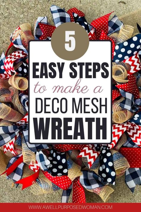 Learn how to make a deco mesh wreath the easy way. Deco mesh wreaths can be made for any season and this tutorial will show you from start to finish how to make it the easy way. Learning how to make a deco mesh wreath is so easy even beginners can do it. I promise you deco mesh wreaths are much easier to make than they look Easy Mesh Wreath, Ribbon Wreath Tutorial, Ribbon Wreath Diy, Diy Deco Mesh Wreath, Making Mesh Wreaths, Mesh Ribbon Wreaths, Deco Mesh Wreaths Tutorials, Deco Mesh Wreaths Diy, Fall Deco Mesh