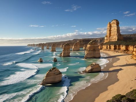 Discover Australia's Natural Beauty: Twelve Apostles The Twelve Apostles Australia, Twelve Apostles Australia, Inspiring Landscapes, The Twelve Apostles, Twelve Apostles, Travel Aesthetic, Awe Inspiring, Natural Beauty, New Zealand