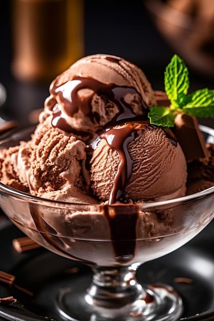 A glass of tasty chocolate ice cream spe... | Premium Photo #Freepik #photo #scoop #ice-cream-scoop #chocolate-ice-cream #vanilla-ice-cream Chocolate Ice Cream Photography, October Wallpapers, Ice Cream Pictures, Scoops Of Ice Cream, Ice Cream Images, Ice Cream Wallpaper, Tasty Ice Cream, Ice Cream Photography, Watermelon Ice Cream