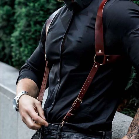 .

A unique and stylish belt that will make you stand out from the crowd. Perfect for steampunk, goth, or any other alternative style. #steampunk #harnessbelt #suspenders #men https://whispers-in-the-wind.com/discover-the-latest-mens-accessory-trends-for-2024/?steampunk-brown-suspender-harness-belt-for-men-unisex Formal Suspenders Outfit Men, Arm Garters Men, Men’s Steampunk Outfits, Steampunk Suspenders Mens, Mens Wedding Accessories, Suit With Harness Men, Steampunk Aesthetic Men, Modern Steampunk Fashion Men, Men Lingeniere Outfit