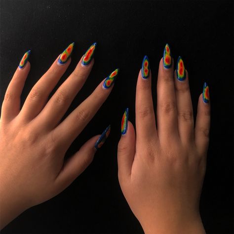 Heat Thermal Nails, Temperature Nails Designs, Infrared Nails Design, Thermal Heat Nails, Infrared Nails, Heat Map Nails, Thermal Nails Designs, Temperature Nails, Brazilian Nails