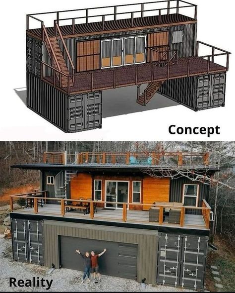 House From Container, Container House Bedroom Design, Conex Shop Ideas, Shipping Container Homestead, Container House Design 4 Bedroom, How To Build Container Home, Building A Shipping Container Home, Container House Blueprint, 4 Container House Plans