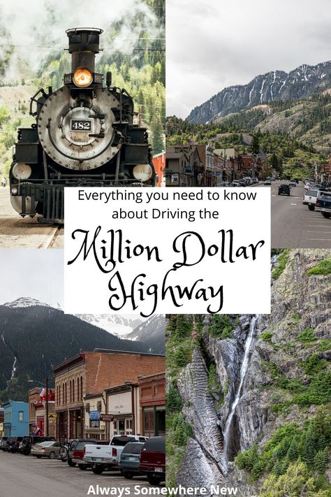 The Million Dollar Highway traverses three mountain passes as you travel from Ouray, Colorado to Silverton, Colorado. It is one of the most scenic drives within the United States, as well as one of the most dangerous. Don't miss this spot on your Southern Colorado Road Trip. Colorado Scenic Drives, Southern Colorado Road Trips, Million Dollar Highway Colorado, Million Dollar Highway, Colorado Road Trip, Silverton Colorado, Ouray Colorado, Southern Colorado, Road Trip To Colorado