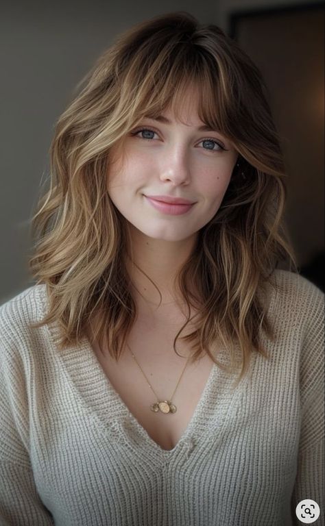 Messy Bangs Medium Hair, Off Center Part, Effortless Lifestyle, Layered Hair With Bangs, Bangs With Medium Hair, Haircuts For Medium Hair, Haircuts With Bangs, Shoulder Length Hair, Elegant Hairstyles