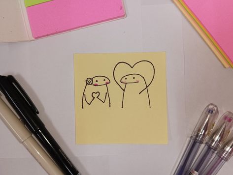 Sticky notes series. Cute drawing ideas on sticky notes Couple Sticky Notes, Cute Love Sticky Notes, Sticky Notes Cute Messages, Notes Ideas With Sticky Notes, Sweet Sticky Notes For Girlfriend, Cute Sticky Notes Drawings, Sticky Note Ideas Wall, Mini Notes For Best Friend, Sticky Notes For Best Friend