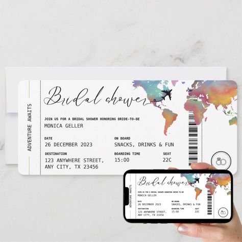 Travel Themed Birthday Party, Boarding Pass Invitation Template, Travel Invitation, Travel Theme Bridal Shower, 25th Birthday Parties, Travel Birthday, Travel Party Theme, Bff Gifts Diy, World Party