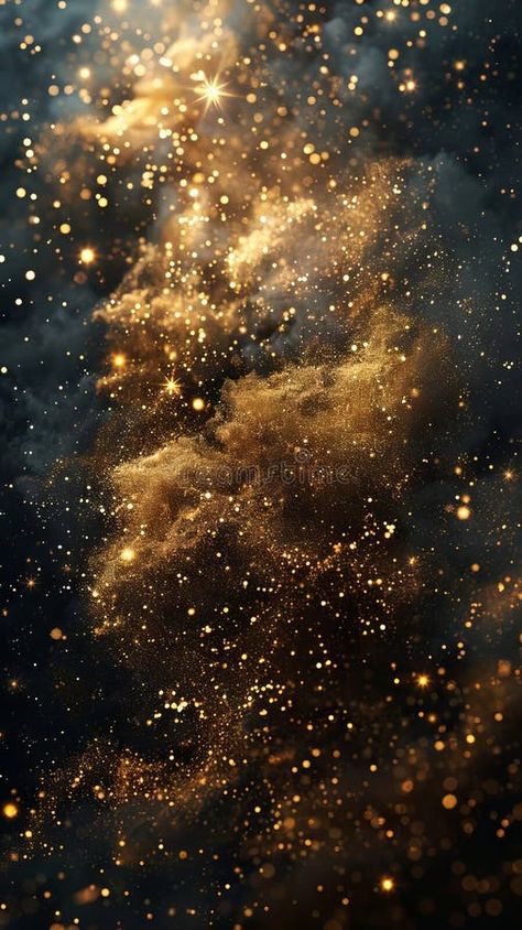 A dark background with gold stars and clouds royalty free stock images Black And Gold Celestial Aesthetic, Golden Stars Aesthetic, Gold Stars Aesthetic, Brown And Gold Aesthetic, Dark Gold Aesthetic, Soft Gold Aesthetic, Gold Sparkle Background, Black And Gold Wallpaper, Brown Backgrounds